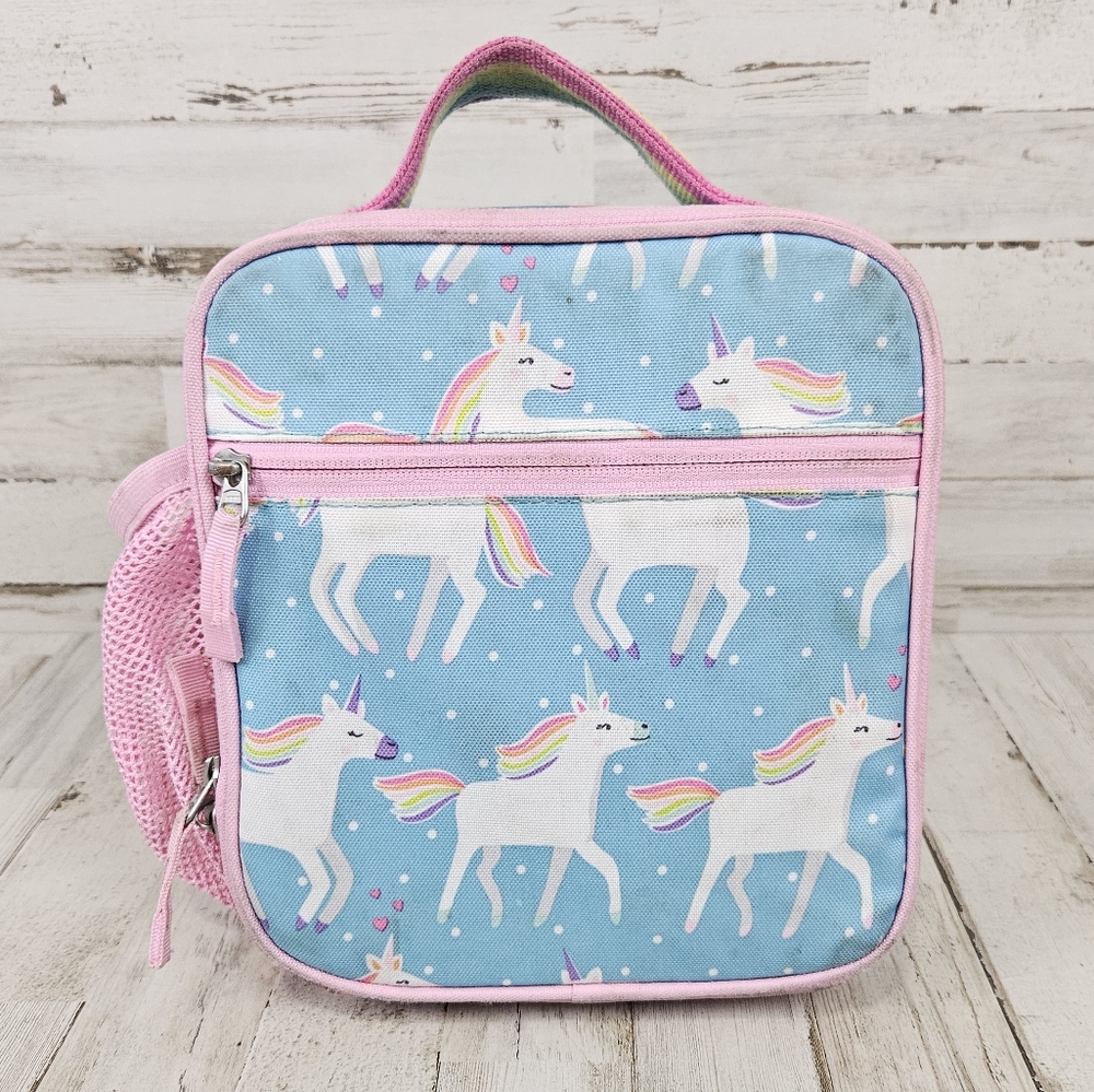 Pottery Barn Kids Mackenzie Aqua Unicorn Parade Lunch Box Classic